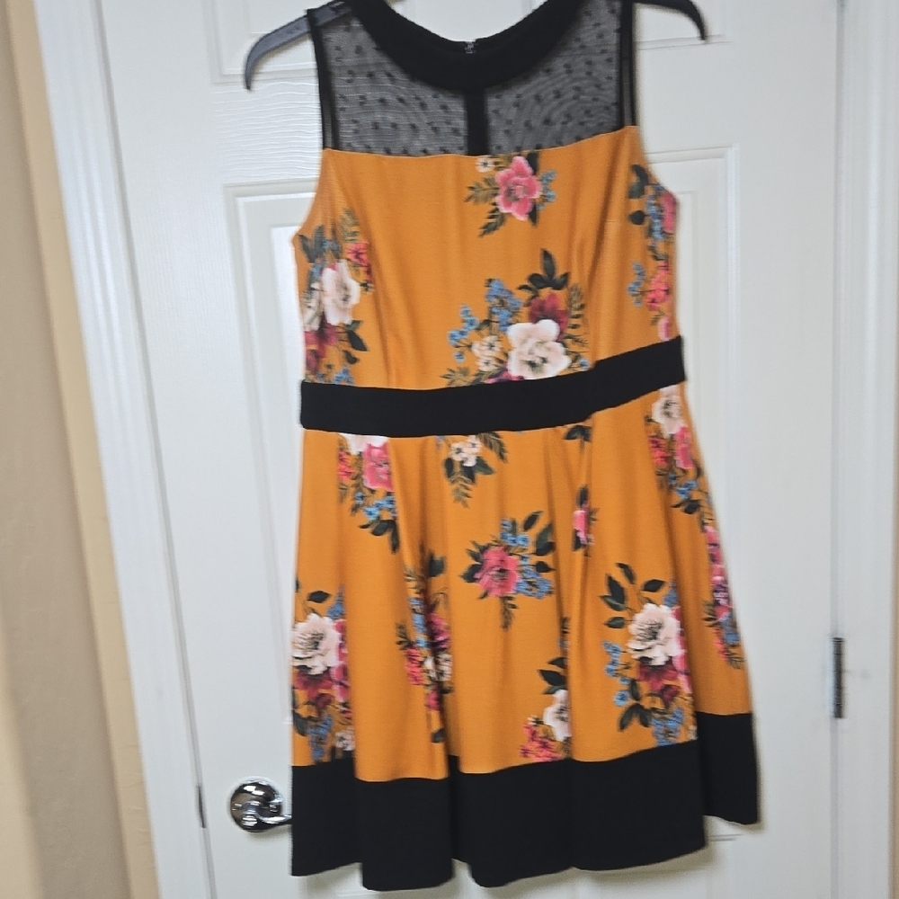 SMAK PARLOUR 2X MUSTARD FLORAL RETRO Romantic Unique LIGHTWEIGHT STRETCHY Dress - Picture 9 of 15